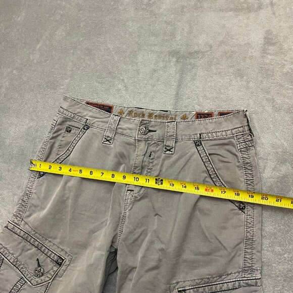 Rock Revival Mens Gray Cargo Embroidered Pocket Slim Fit Jean Shorts Size 33 - Picture 6 of 14